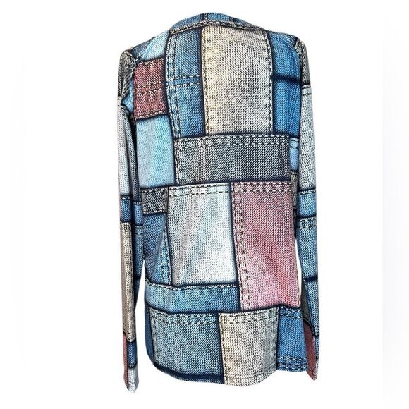 EXCLUSIVE Patchwork Long Sleeve Women’s Top Size Medium - Picture 2 of 7